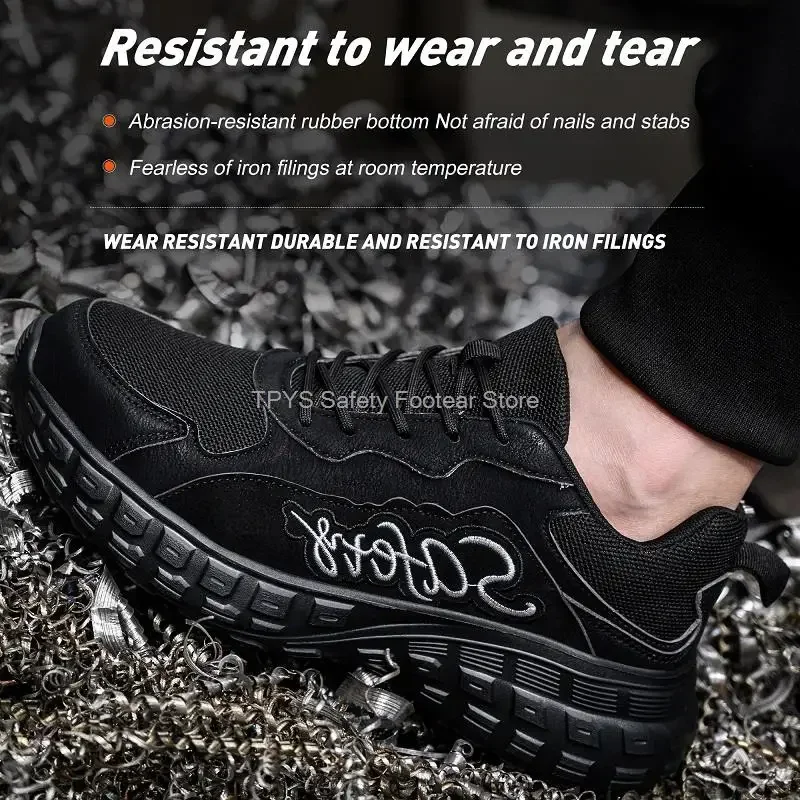 Zapatos de seguridad con punta de acero para hombre, antigolpes botas de trabajo, ligeras y transpirables, cómodas - imagen 4