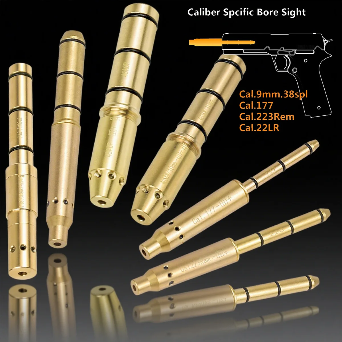 .177.22LR 9mm táctico rojo láser bala vista Boresighter.45ACP.40SW calibre Rifle Ruger para G43 G17 Taurus G2C