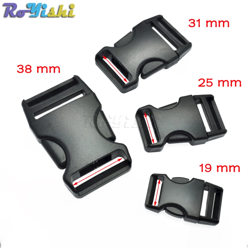 Hebillas de Liberación lateral de plástico, correas de mochila, correas de 19mm, 25mm, 31mm, 38mm, color negro - imagen 2