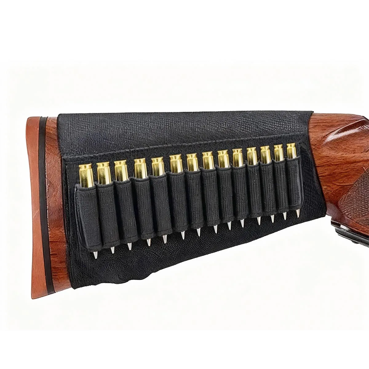 Soporte de munición Buttstock de 14 agujeros, bolsa de balas elástica duradera para Rifle de caza, cartucho de carcasa, cubierta de mejilla a tope de carga rápida 5.56,7.62 - imagen 2
