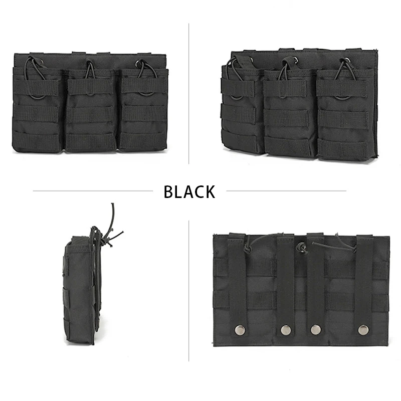 Bolsa táctica Triple para revistas, chaleco Molle, bolsa de accesorios AK M45,56mm, bolsa de almacenamiento para Walkie Talkie, tela de nailon 600D - imagen 2