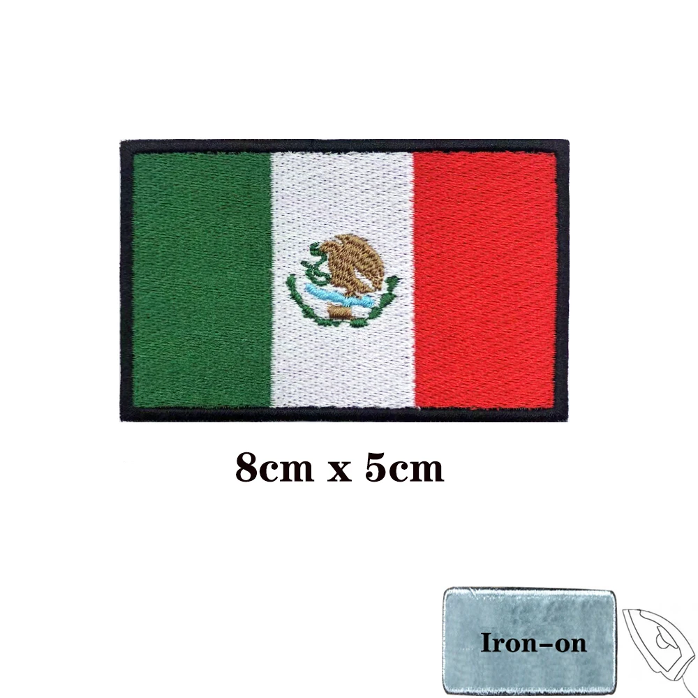Parches de bandera mexicana de México, brazalete, parche bordado, gancho y bucle, insignia bordada con hierro, raya militar - imagen 2