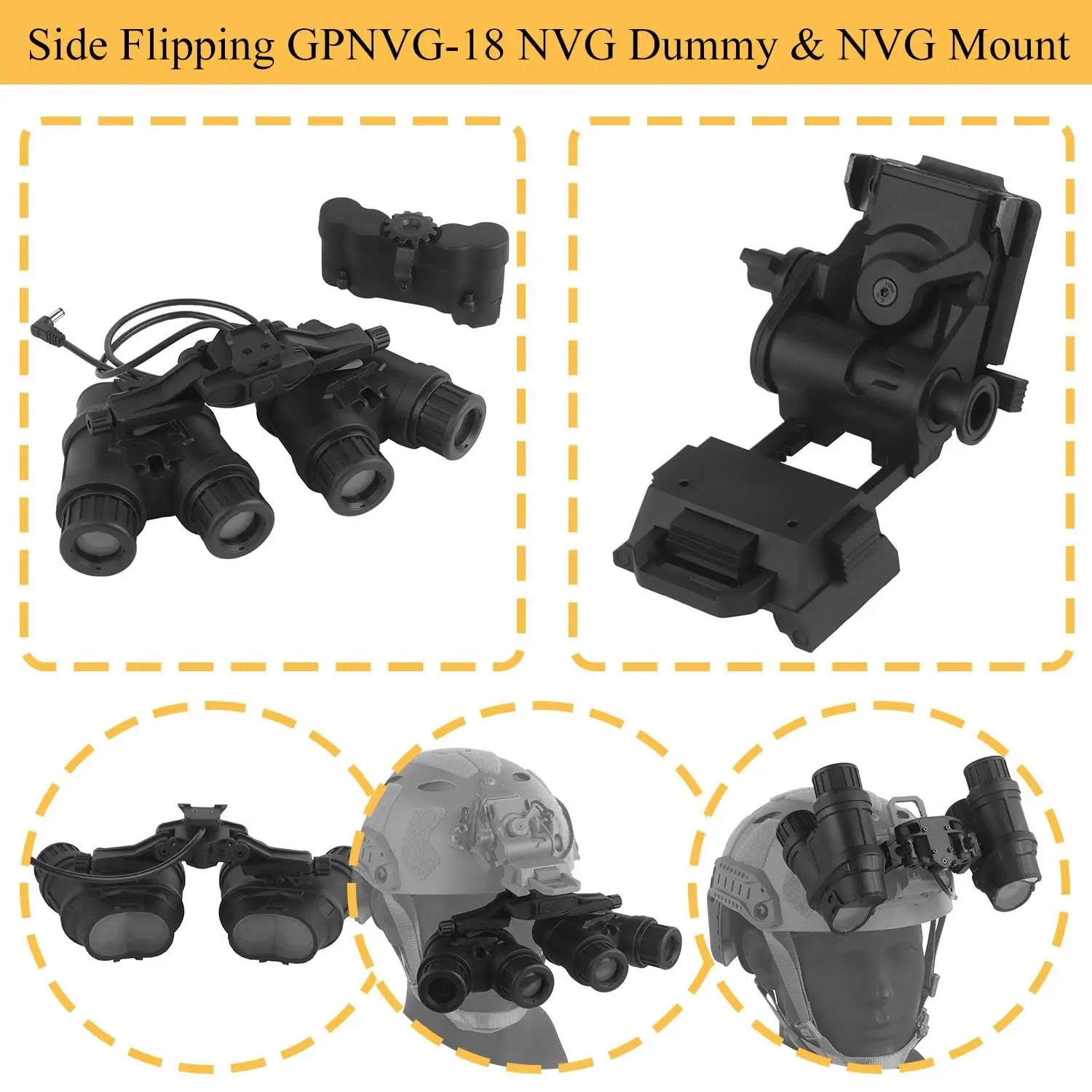 Juego de funda de camuflaje para casco táctico Airsoft, casco rápido PJ con auriculares, GPNVG-18, bolsa de contrapeso de luz de señal de montaje L4G24 NVG - imagen 5