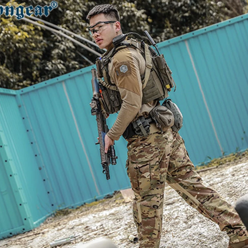 Emersongear etiqueta azul caza Airsoft Hunter Polo de manga larga camisa para ir al trabajo camisetas diarias camiseta Fitness ergonómico elástico - imagen 4