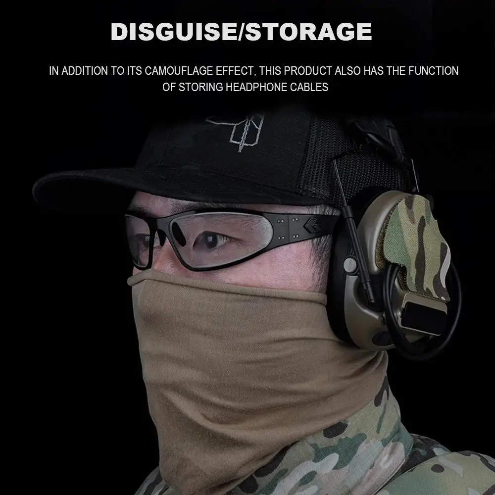Adhesivo para auriculares tácticos, camuflaje/almacenamiento de cables, parche mágico 2 en 1 para ComTac(IIIIIVVI), caza, tiro, auriculares con cancelación de ruido - imagen 3