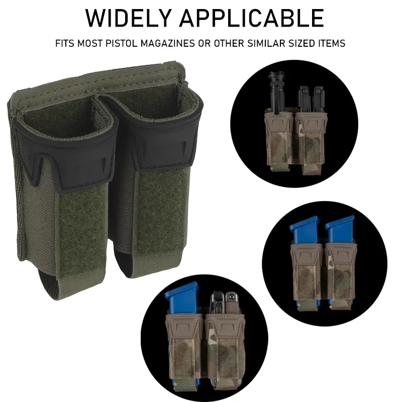 Bolsa magnética simple/doble, correa de combate de 9 mm, cuchillo con bolsa magnética, linterna, estuche para pistola, equipo, MOLLE compatible con caza y tiro