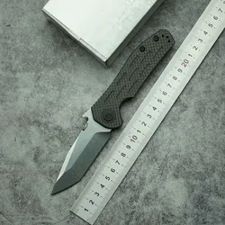 LEMIFSHE cuchillo táctico plegable titanio, mango fibra carbono