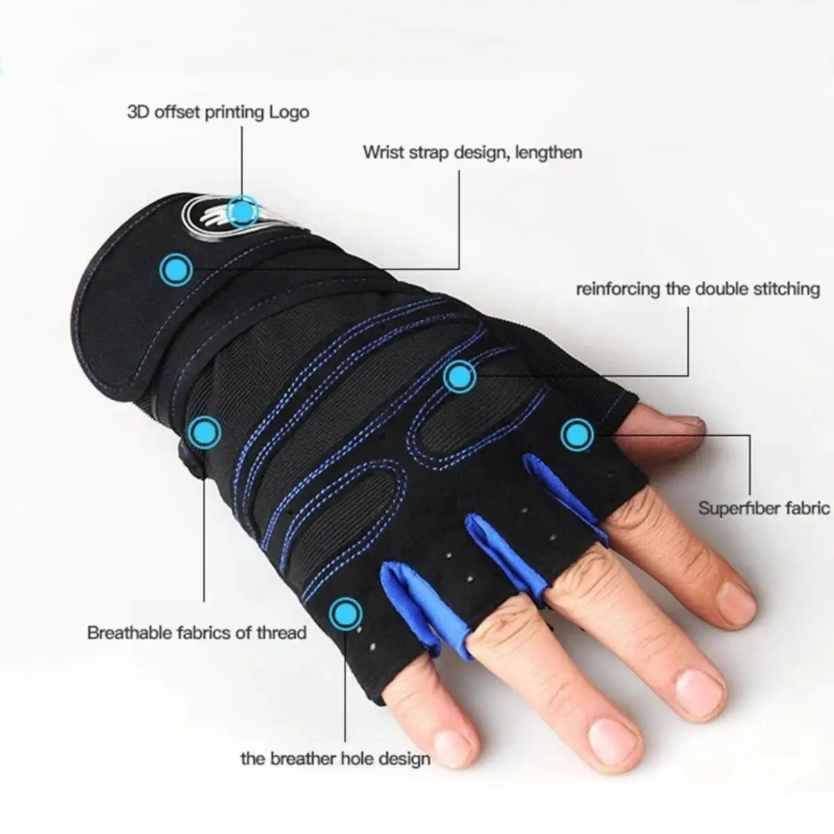 Guantes de pulsera para levantamiento de pesas para Fitness, guantes de gimnasio para hombres y mujeres, entrenamiento de culturismo, ejercicio deportivo, guantes de ciclismo a prueba de golpes - imagen 4