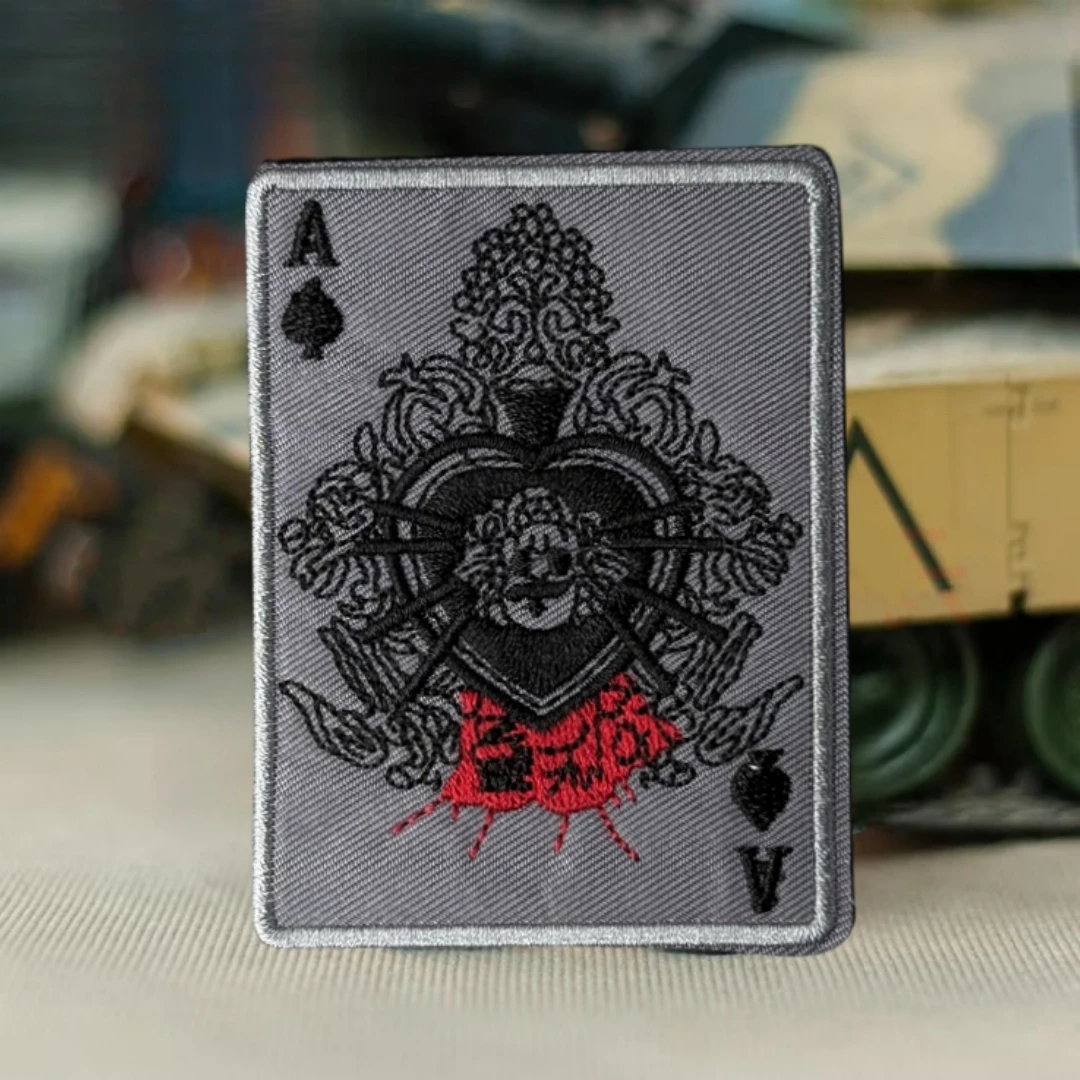 Parche del ejército Ace para juego de cartas, insignia de moral táctica, parches bordados de gancho y bucle para ropa, pegatina de equipo militar - imagen 4