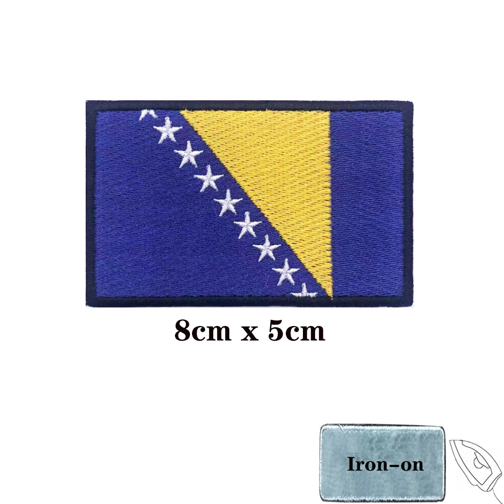 Parches de bandera de Bosnia y Herzegovina, brazalete, parche bordado, gancho y bucle, insignia bordada con hierro, raya militar - imagen 2