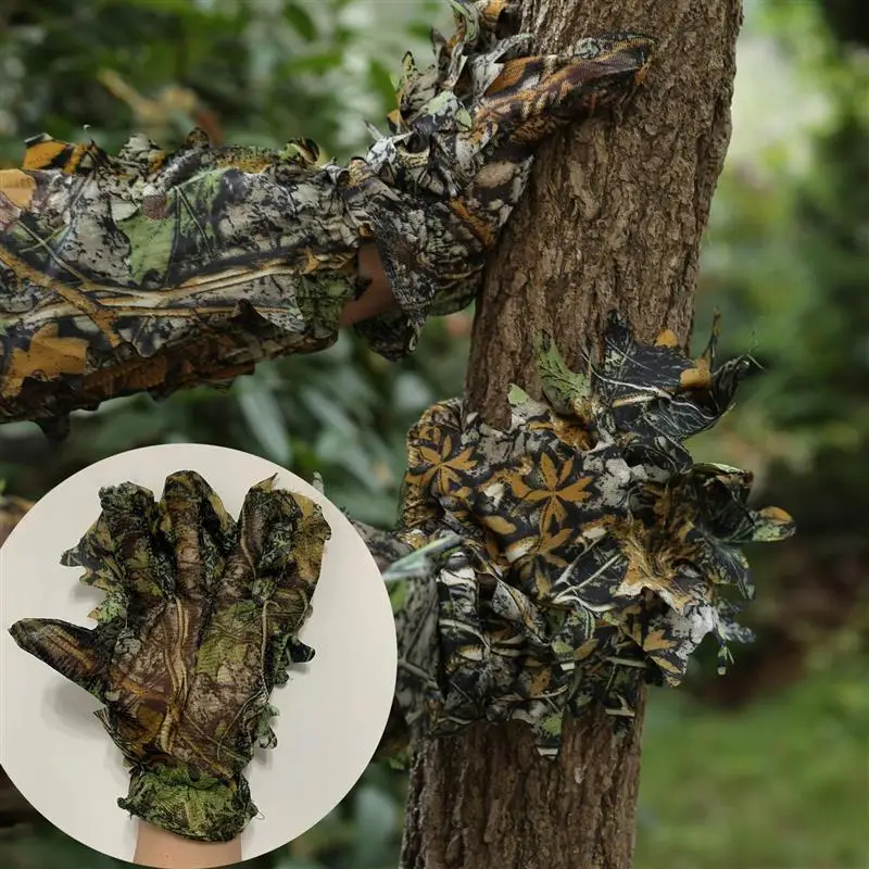 Ghillie camuflaje 3D mascarilla facial completa con hojas guantes de caza de camuflaje, accesorios de caza de camuflaje para caza camuflaje táctico - imagen 4