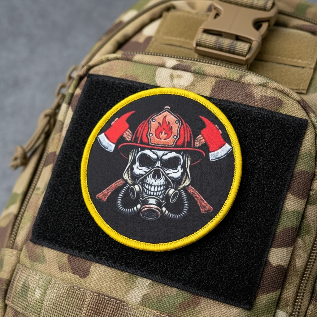 Parche táctico calavera de bombero para mochilas EDC