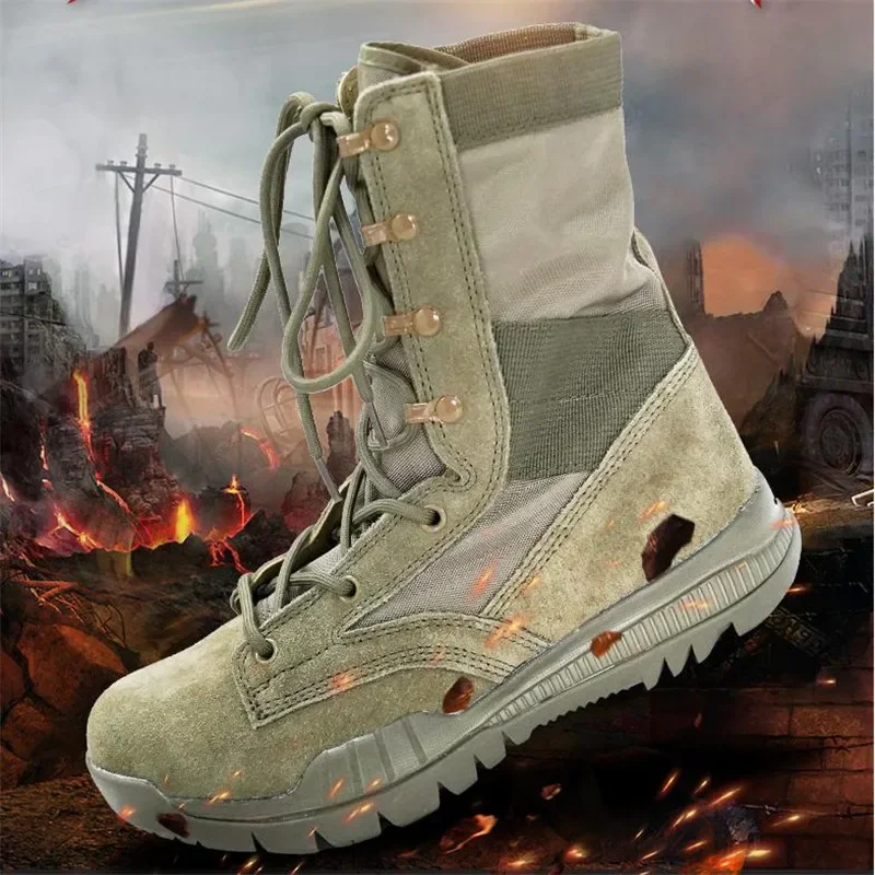 Botas militares de combate para hombre, calzado táctico ultraligero de alta calidad para desierto, senderismo al aire libre, 2024 - imagen 5