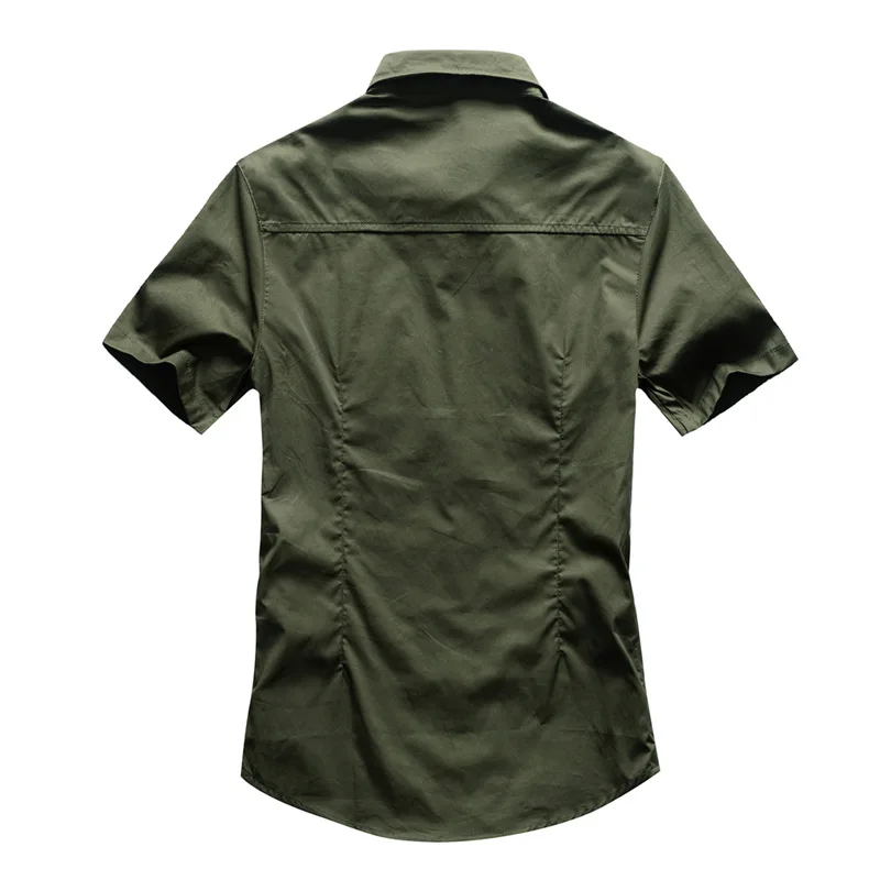 Camisa de manga corta bordada para hombre, camisa informal de carga militar, de un solo pecho, 100% algodón, para primavera y verano - imagen 2