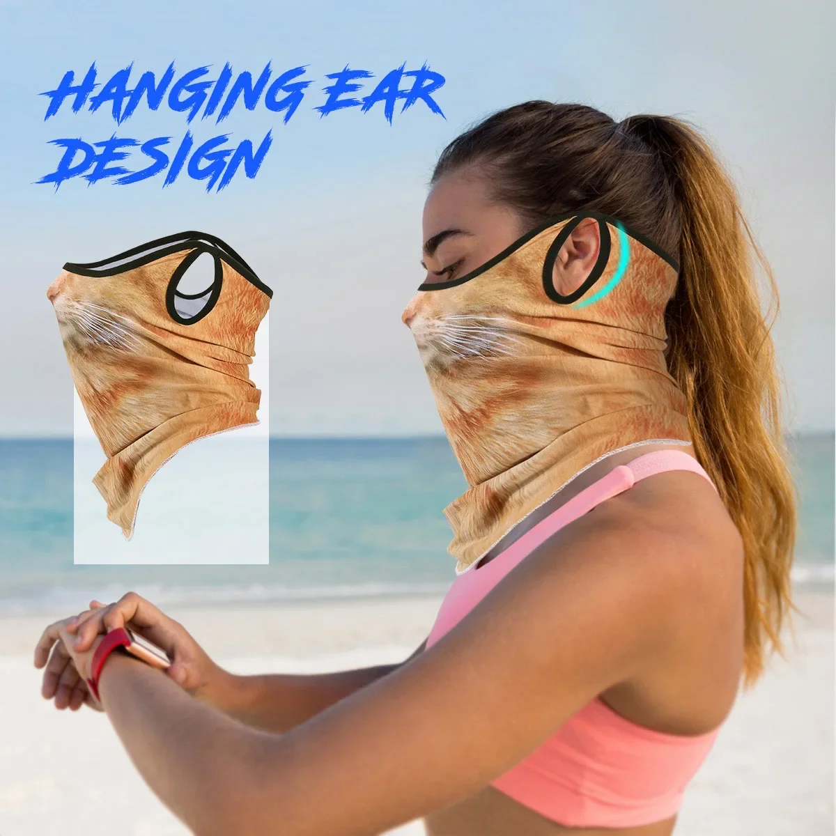 Bufanda deportiva con patrones de animales, transpirable, Anti-UV, a prueba de viento, máscara facial para colgar en la oreja, polaina para el cuello, Bandana para pesca y senderismo al aire libre para hombres - imagen 4