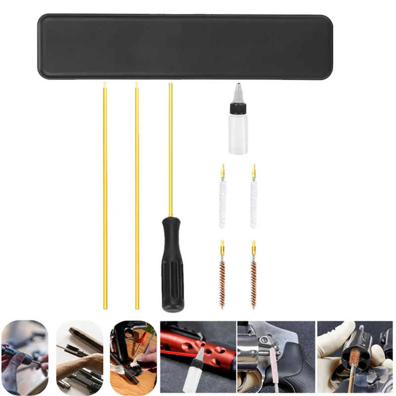 Kits de limpieza de armas,.22cal/.177cal, cepillos para fregonas, herramientas para cepillos de barril, varillas tácticas de latón, botella de aceite, para limpieza de caza Airsoft - imagen 2