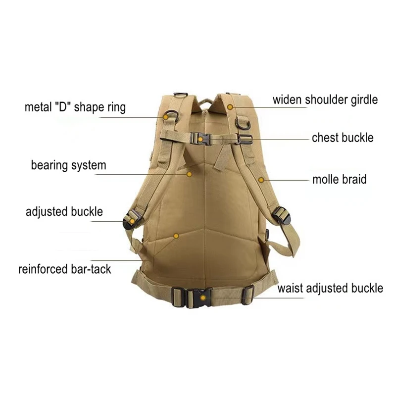 Mochila impermeable para acampada, bolsa táctica militar Molle para escalada, pesca y caza, bolsa para exteriores - imagen 4