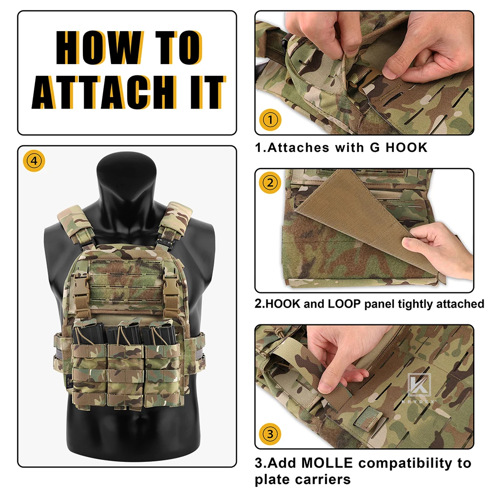 KRYDEX-Panel frontal táctico MOLLE, solapa desmontable, hebilla de gancho G para chaleco de caza, portador de placa, accesorios de aparejo de pecho - imagen 5