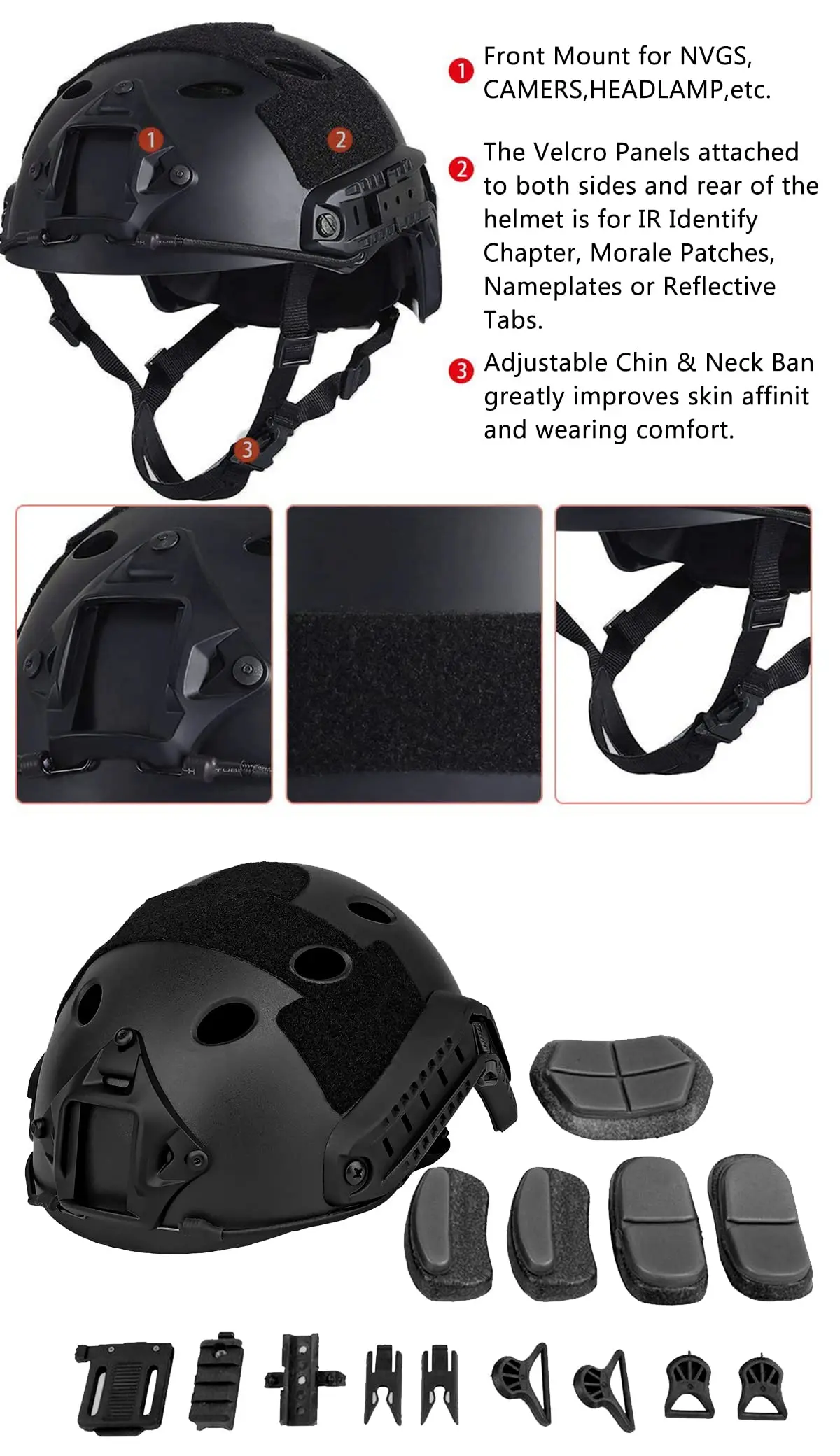 Casco rápido Airsoft con auriculares tácticos, gafas de seguridad, lámpara para casco, bolsa de batería, máscara, linterna, para Airsoft, Paintball al aire libre - imagen 2