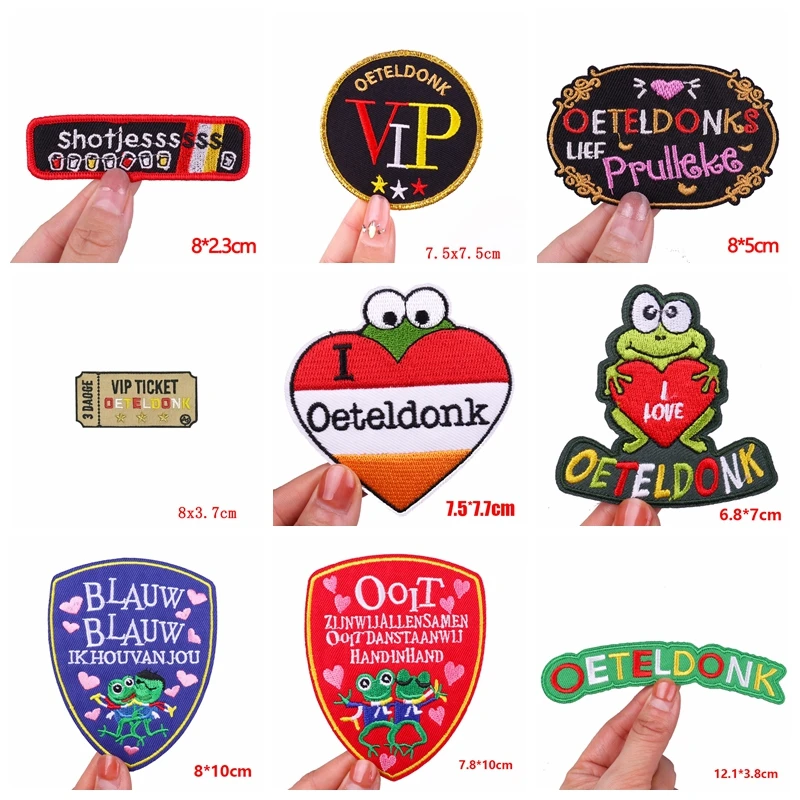 5 uds. Parche con emblema de Oeteldonk de Países Bajos bordado de rana de Carnaval de Países Bajos DIY parches para planchar para ropa chaquetas insignias para coser - imagen 3