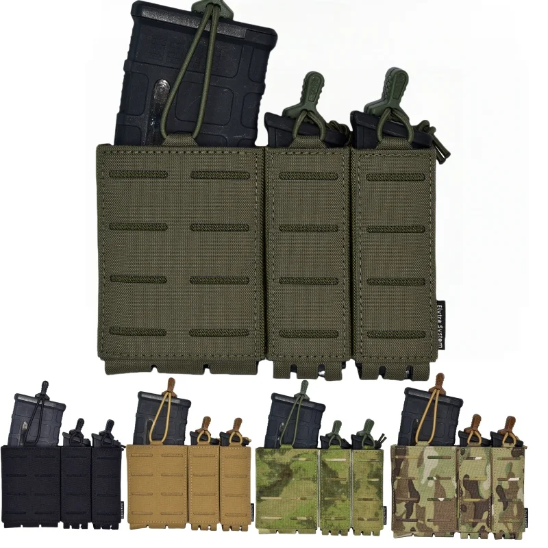 Bolsa táctica Triple Mag Carrier 9mm 5,56 Molle bolsa de herramientas de corte láser soporte de extracción rápida molle Universal - imagen 2