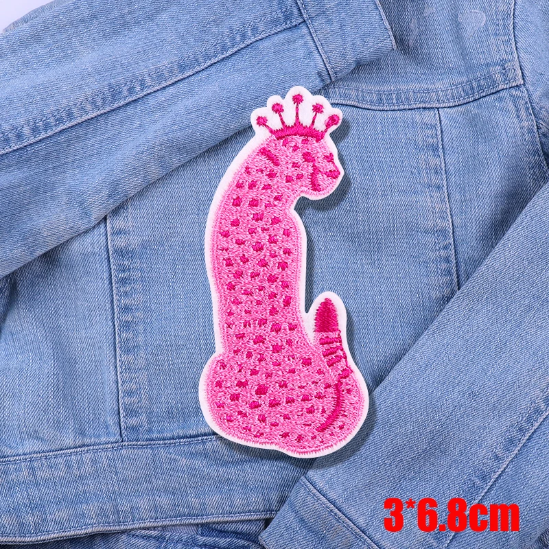 Nuevo parche bordado de zapatos de leopardo rosa, parche de autobús de dibujos animados de arcoíris/mariposa, parches para planchar para ropa, sombreros, mochila, coser DIY - imagen 2