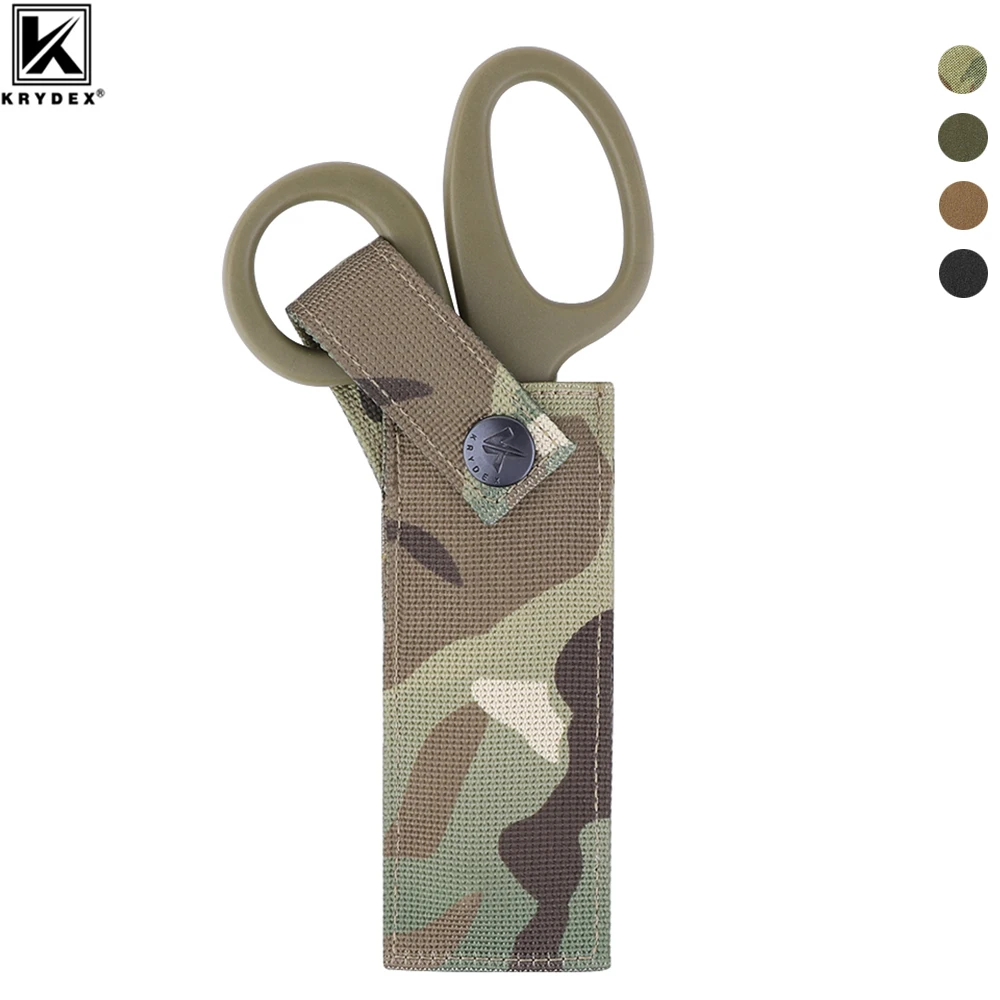 KRYDEX-Bolsa de tijeras médicas tácticas, funda de tijera EMT, soporte de herramientas de mano MOLLE, accesorios para caza al aire libre