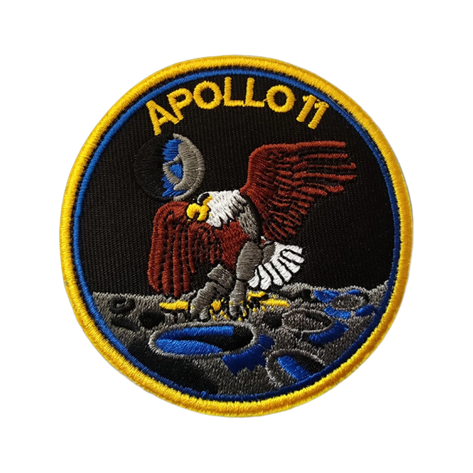 Apollo 11 Eagle Landing Velcros parche divertido Meme gancho y bucle sujetador insignia bordada para mochila táctica Molle, chaqueta