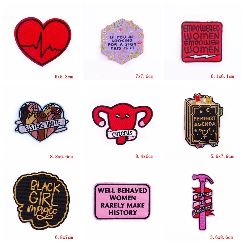 Parche bordado por los derechos de las mujeres, parches termoadhesivos para planchar ropa, letras, eslogan, bricolaje, 10 Uds./lote - imagen 5