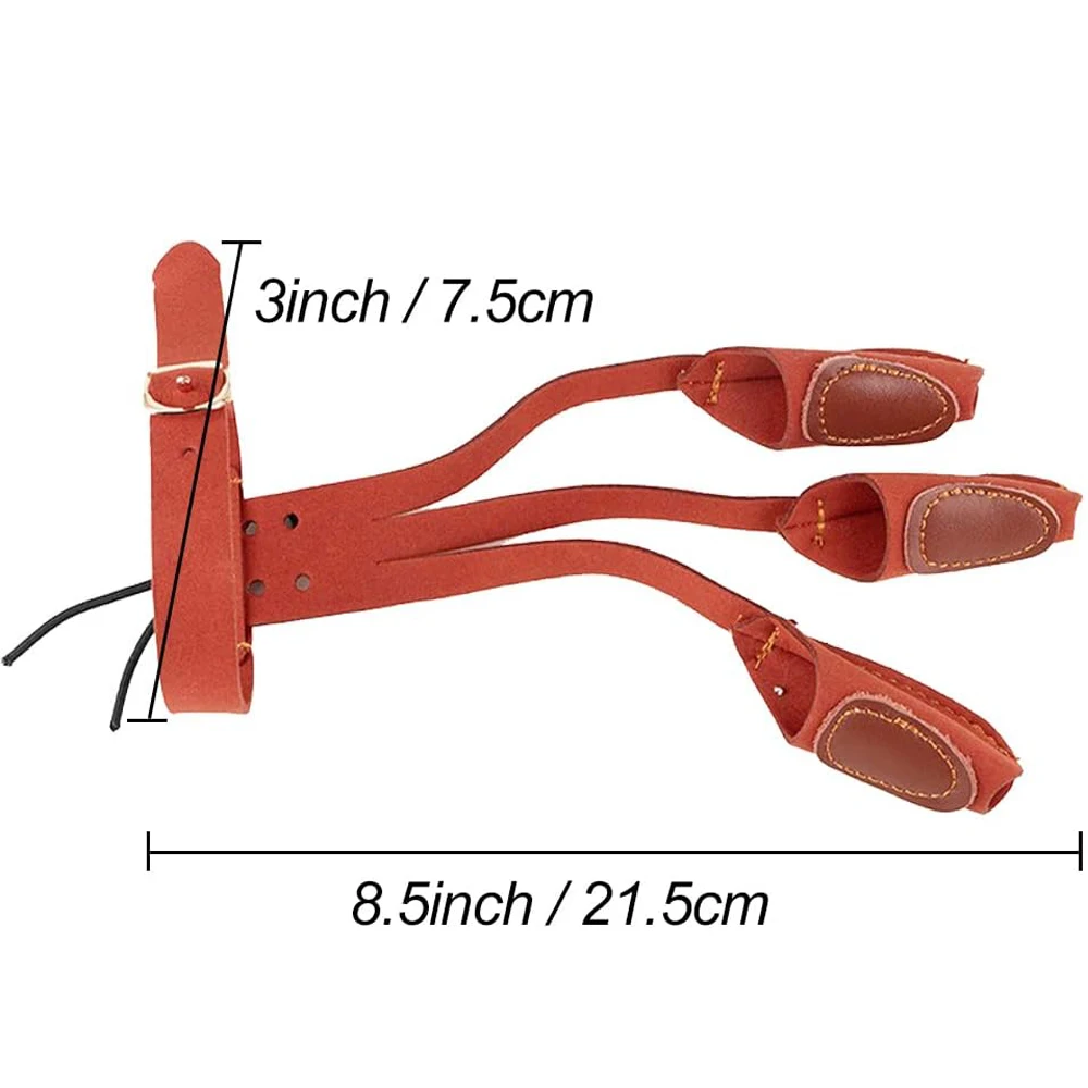 Toparchery tiro con arco 2 correas protector de brazo y 3 guantes protectores de dedos para arco largo compuesto recurvo tiro de caza marrón - imagen 3