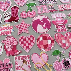 Parche bordado de corazón y estrella rosa, sombreros, mochila, costura bordada, DIY, parche de vaquero occidental, parches para planchar para pegatinas de ropa