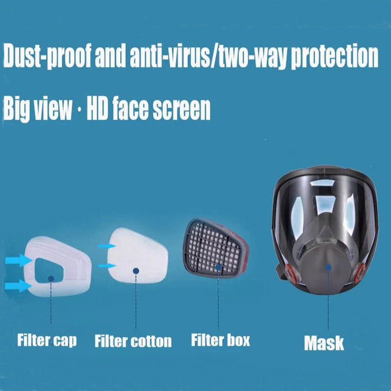    6800 Máscara de gas Pintura Respirador de pulverización Protección industrial Máscara de gas de cara completa Filtro A prueba de polvo Ampliamente utilizado Reemplazar MMM - imagen 3