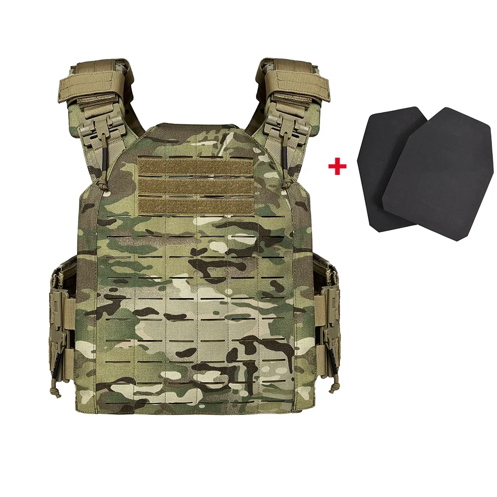 UNIONTAC-portador de placa de nailon 1000D, chaleco táctico para exteriores, chaleco MOLLE protector ajustable para caza, insertos de espuma EVA * 2 - imagen 2