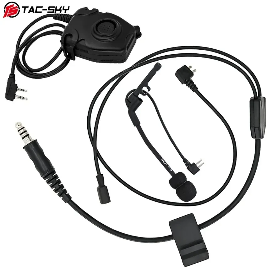 TAC-SKY auriculares tácticos de caza al aire libre adaptador de juego de cables Y Compatible con U94 PTT para micrófono Pelto PTT y COMTA - imagen 3