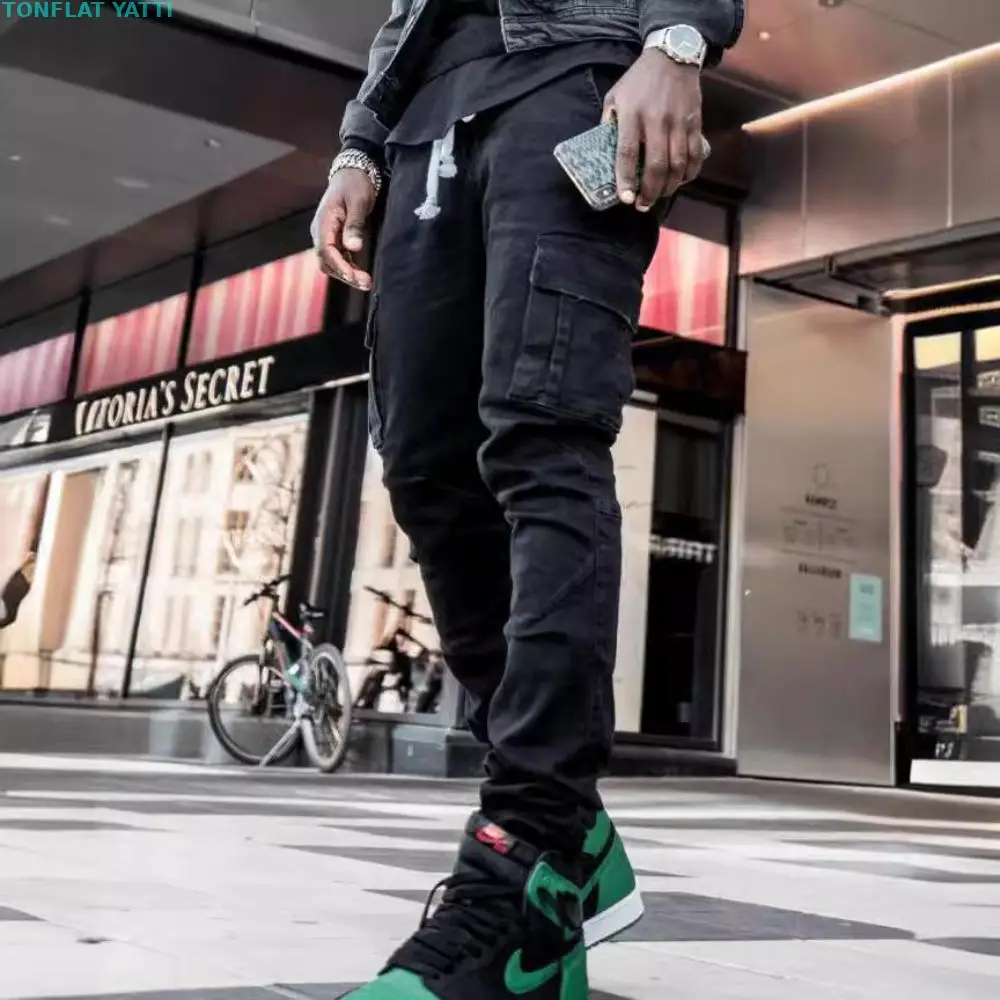 2025 nuevos pantalones de trabajo de mezclilla con bolsillos laterales para hombres pantalones de protección laboral fuertes pantalones vaqueros resistentes a la suciedad y al desgaste - imagen 4