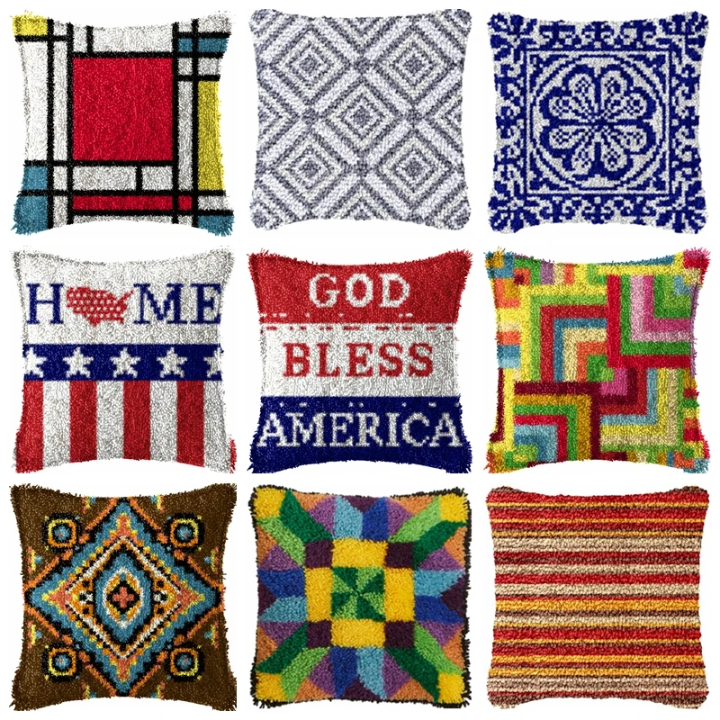 Gancho de pestillo de bordado Retro, paquete de ganchos de almohada de alfombra bordada a mano, Kits de gancho de pestillo de almohada, Kit de punto de cruz