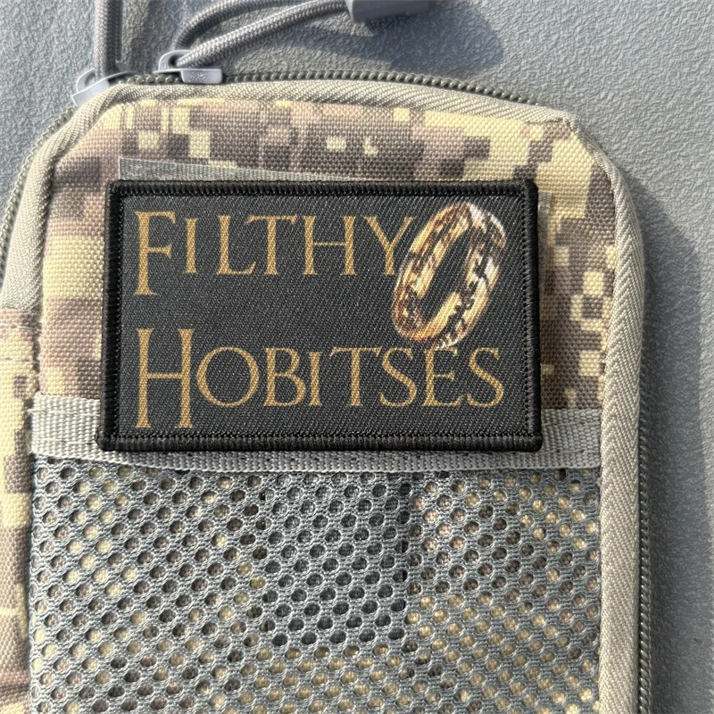 Parche táctico "FILTHY HOBITSES", insignia con estampado de moral militar, gancho y bucle, mochila, accesorio de decoración de ropa, pegatina, brazalete - imagen 4