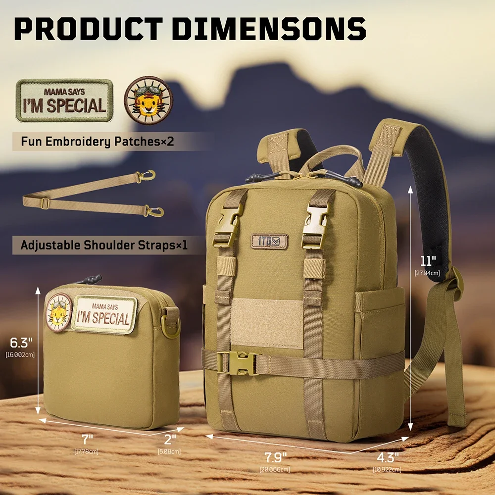 Mochila táctica 1TG Mini bolso de estilo táctico con bolsa desmontable para deportes al aire libre - imagen 5