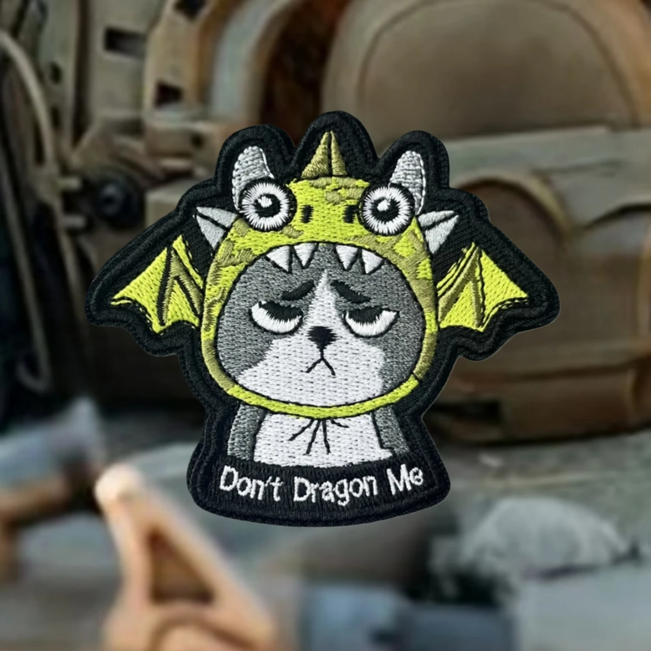 Parches bordados con insignia de moral de gato divertido "Don't Dragon Me", para ropa, apliques militares tácticos, pegatinas para mochila con gancho - imagen 3