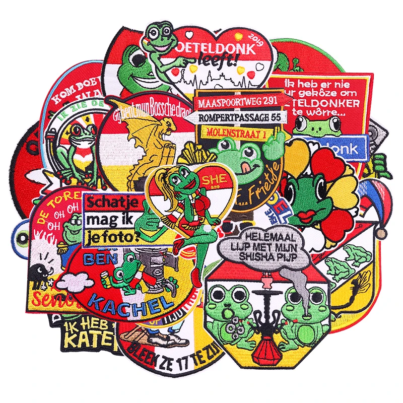 10 Uds. Parches bordados aleatorios de Países Bajos Oeteldonk en ropa parche de Carnaval de Países Bajos parches para planchar para insignia de ropa - imagen 5