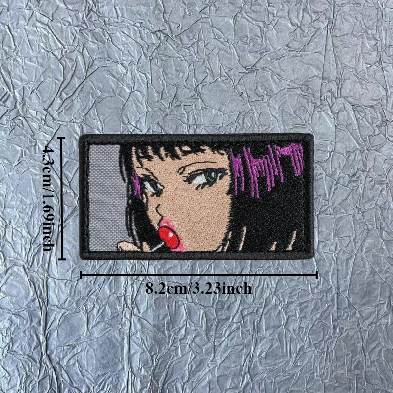 Parche de Anime bordado para ropa, insignia de moral, apliques de brazalete para niña, parches de gancho y bucle, pegatinas para mochila - imagen 4