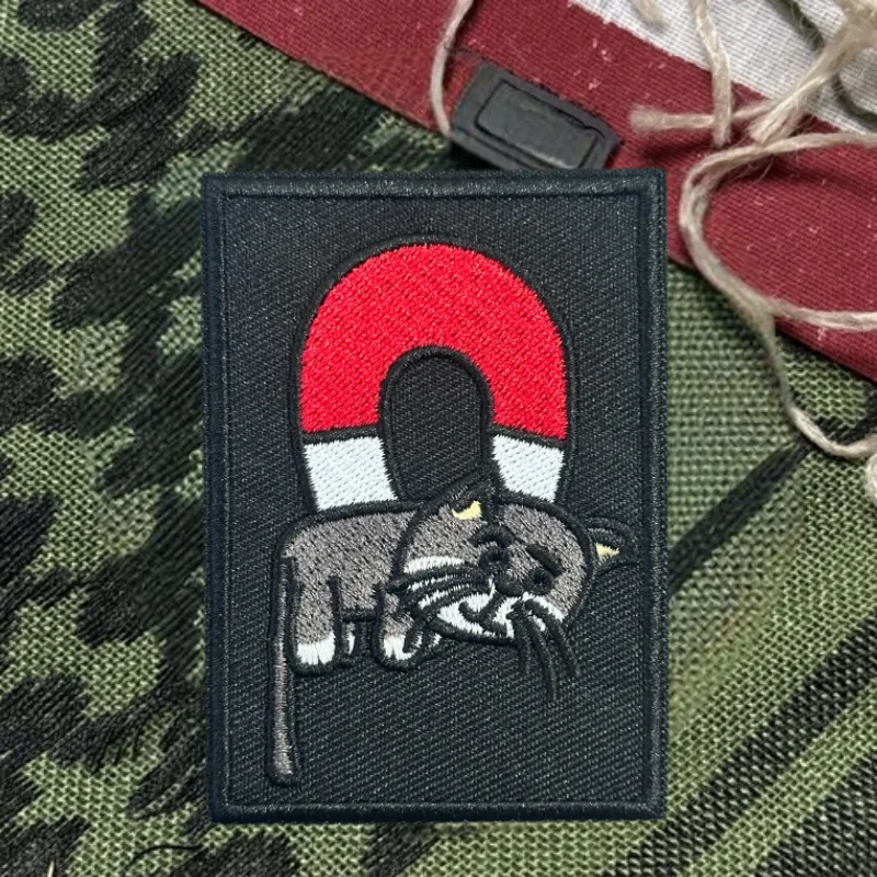 Parche bordado "gato magnético", chaleco táctico, insignia de moral con gancho y bucle, pegatinas decorativas para mochila, parches para brazalete para ropa - imagen 2