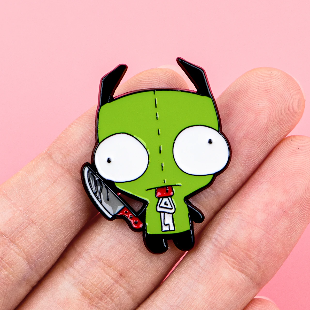 5 uds lindo alienígena con cuchillo esmalte Pin solapa Pin broche de dibujos animados conjunto decoración de ropa alfileres de Metal mochila sombrero insignia Accesorios - imagen 2
