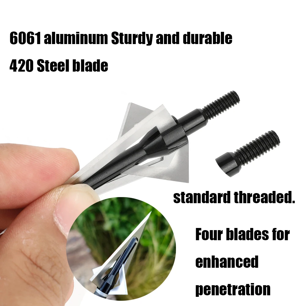 Puntas anchas de hoja afilada para tiro con arco de 120 granos, 6/12 Uds., punta de flecha, puntas atornilladas universales para tiro al aire libre, caza, flechas DIY - imagen 3