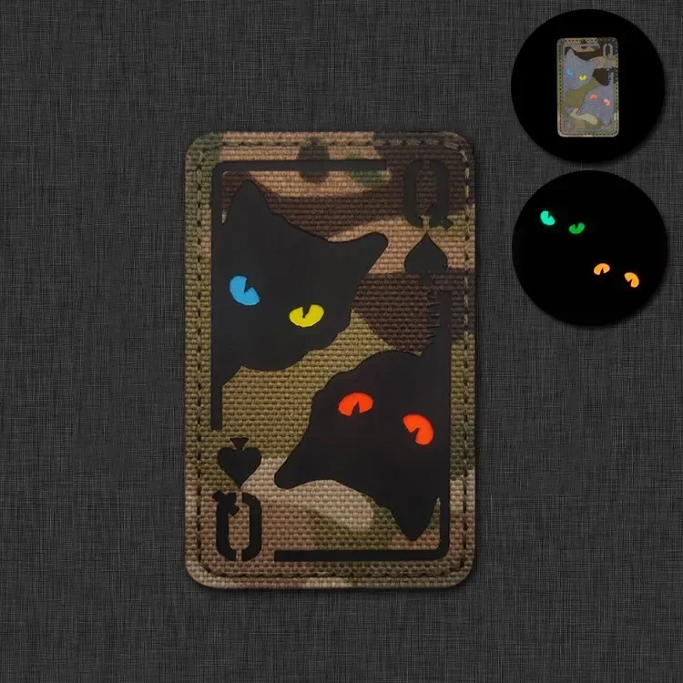 Parche de póker para mochilas, pegatina táctica militar reflectante de gancho y bucle, insignias de moral bordadas de Ace Spades - imagen 4