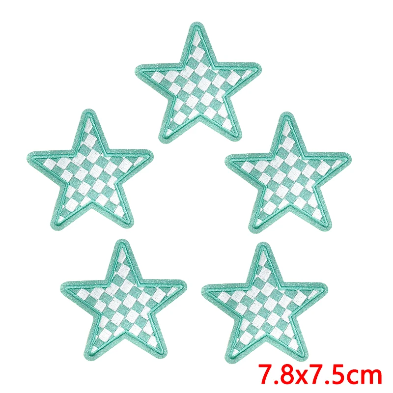 10 unids/lote parche de felicitación de estrella de cinco puntas parches bordados con letras en inglés de dibujos animados parches para planchar para ropa chaquetas coser DIY - imagen 3