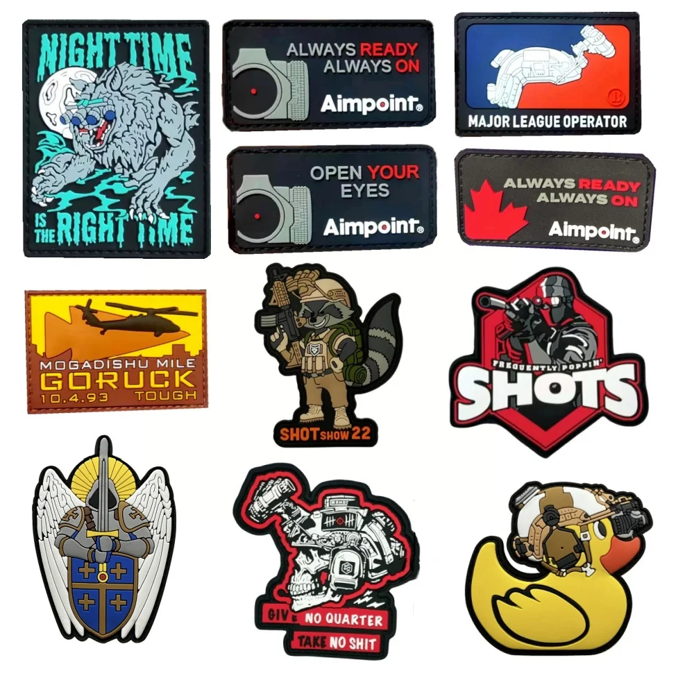 Parches tácticos militares de PVC con respaldo de gancho para ropa, insignias de moral, Parche de mochila