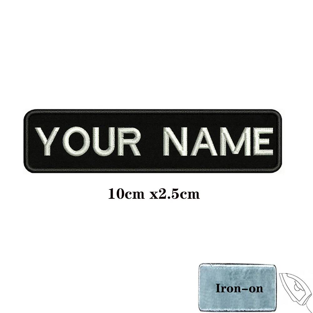 1 unidad de parche de nombre personalizado, insignia de rayas, bucle de hierro o gancho, negro, 8x2,5 cm, 8x5cm, 10x2,5 cm, 10x4cm, 12x2,5 cm, 15x5cm, 20x7cm, 25x8cm - imagen 4