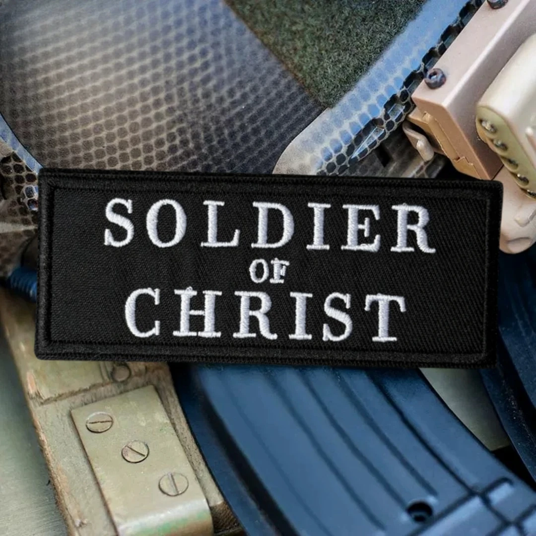 Parche bordado Soldado de Cristo - Insignia cristiana para mochila - imagen 4