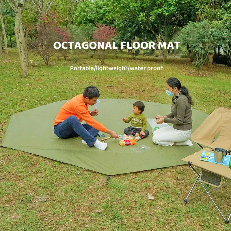 Estera octogonal para tienda de campaña, hoja de tierra para tienda de campaña Tipi, esteras impermeables para Picnic, lona táctica multiusos para exteriores, 4,1 M - imagen 2